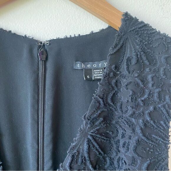 Theory black lace overlay sleeveless v neck dress size 6 - Picture 4 of 6